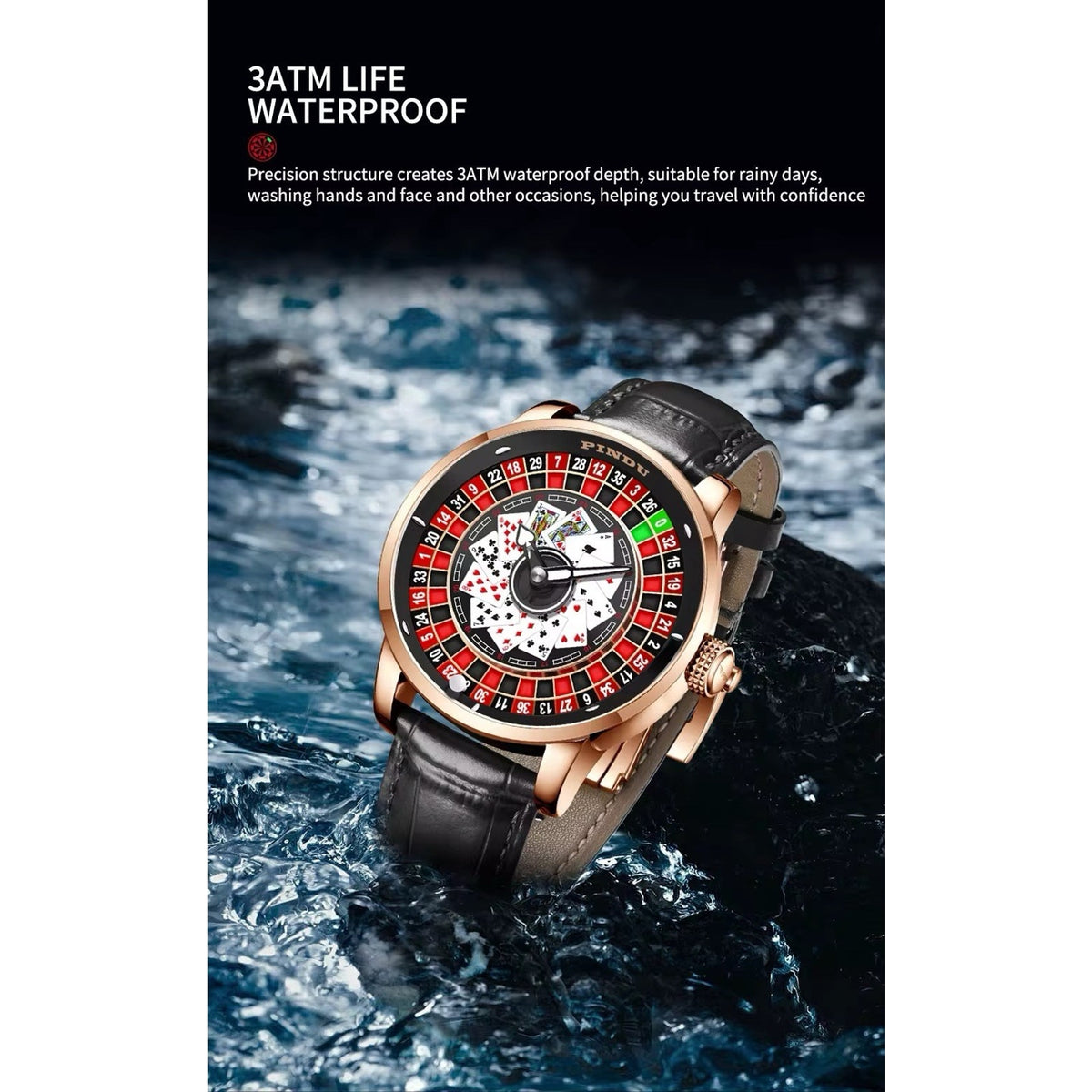 PINDU Roulette Wheel Men's Watch.USA Seller