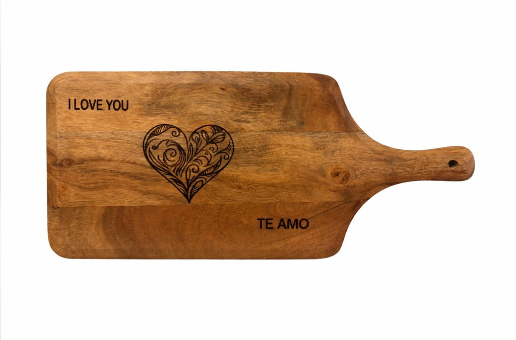 Personalized Charcuterie Board with Handle – Custom Engraved Cutting Board Gift.Acacia Wood.Size 15”x7”