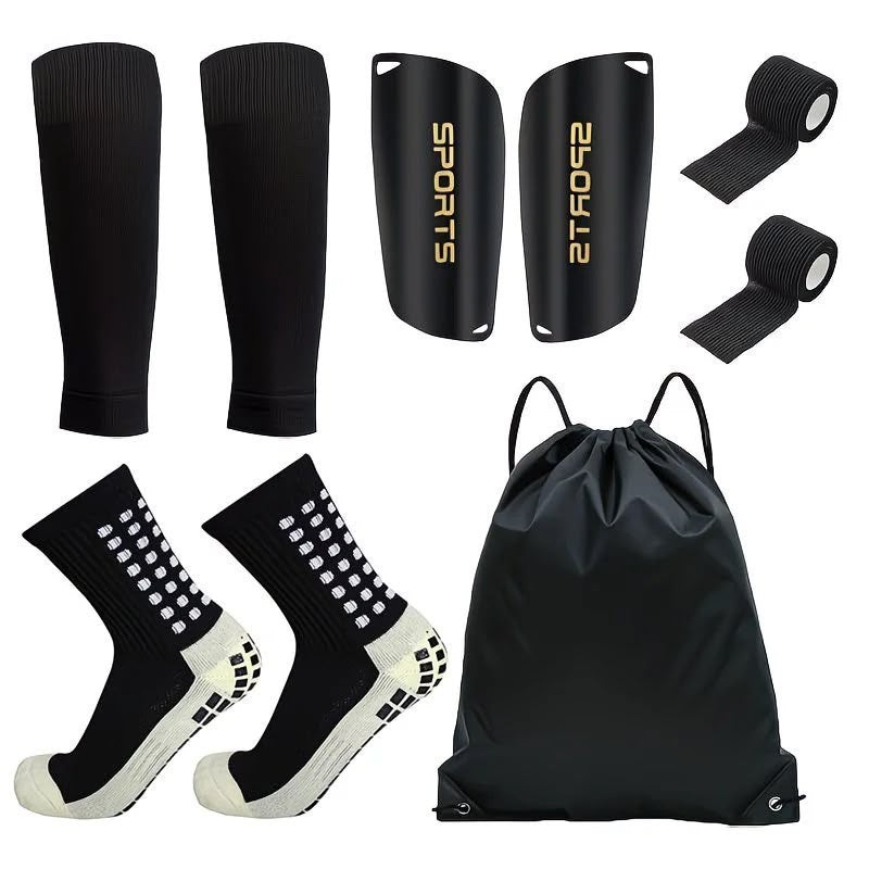 Kit de Fútbol Profesional 5 en 1 – Máxima Protección y Rendimiento.Negro