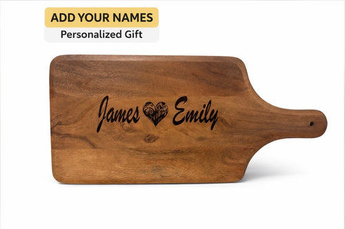 Personalized Charcuterie Board with Handle – Custom Engraved Cutting Board Gift.Acacia Wood.Size 15”x7”