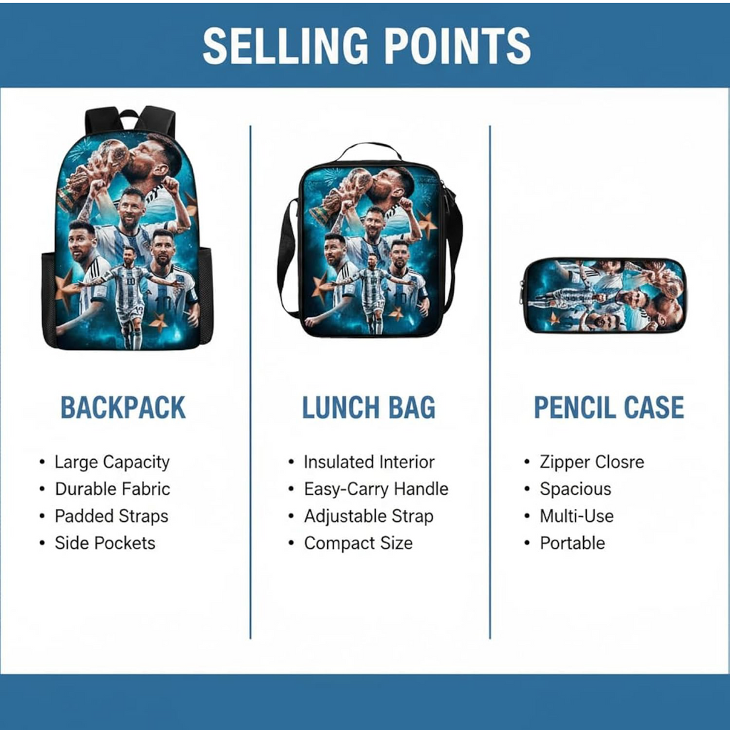 Set de Mochilas Personalizadas Temática Fútbol