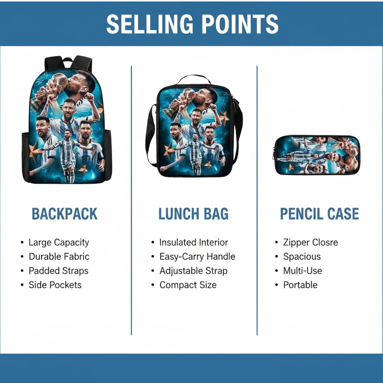 Set de Mochilas Personalizadas Temática Fútbol