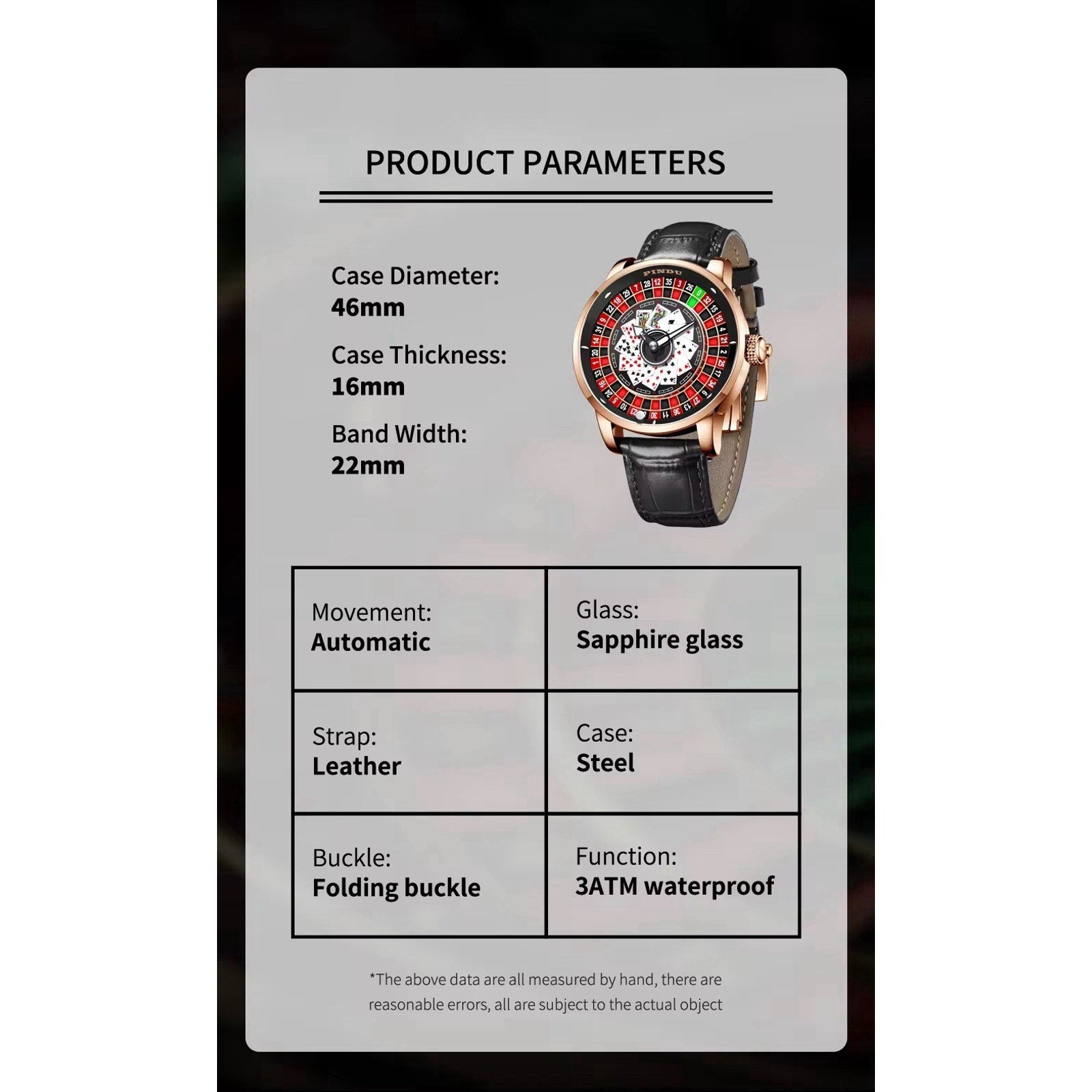 PINDU Roulette Wheel Men's Watch.USA Seller