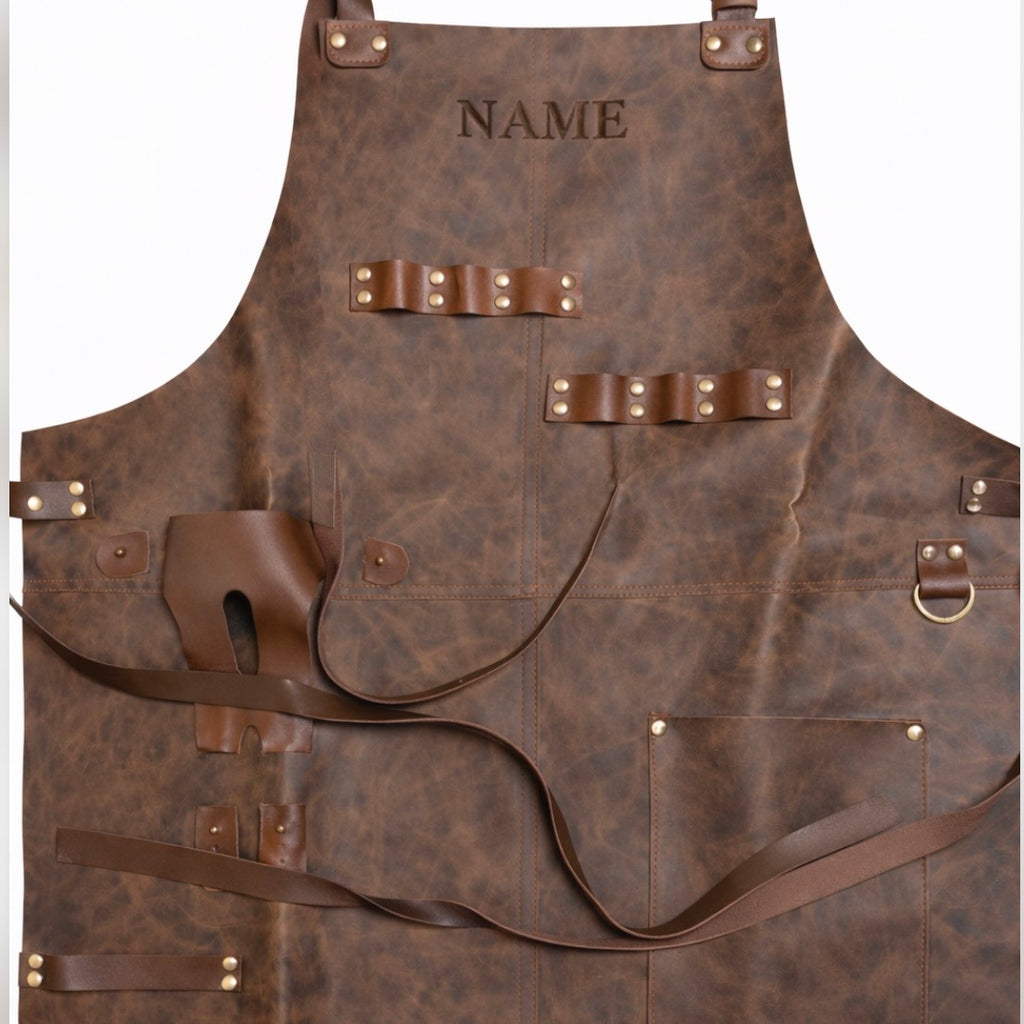 Custom Leather Apron – Personalized Work Apron for BBQ, Carpentry & Gifts