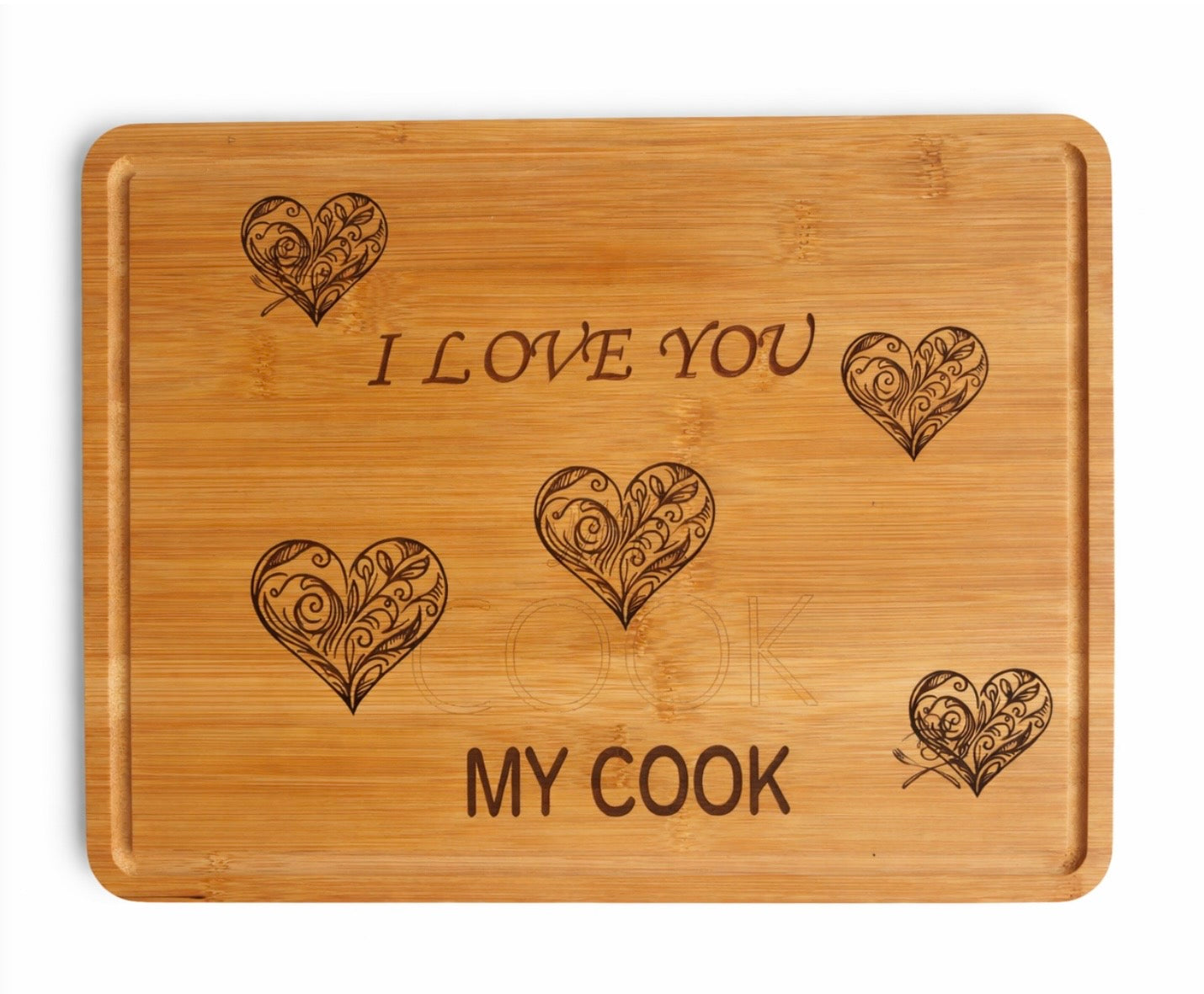 Personalized Bamboo Cutting Board with Romantic Engraving | Charcuterie Board | Perfect Gift for Couples.Tabla de Bambú 14.5”x11”